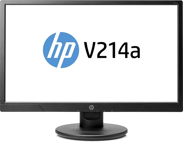 Monitor para PC 21'' Full HD - HP V214a 3WP69AA | Area Visible 20.7'', Retroiluminación LED, Relación de aspecto: 16:09, Resolución: 1920 x 1080, Brillo (cd/m2): 200, Ángulo de visualización (H/V): 90°/65°. Puertos: 1 HDMI (compatible con HDCP); 1 VGA