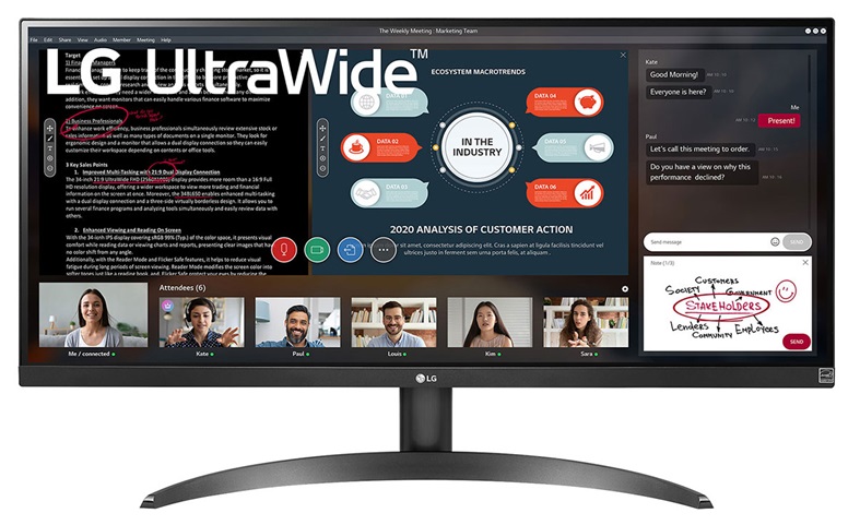 Monitor UltraWide - LG 29WP500-B / 29'' FHD | 2209 - Monitor Panorámico LG 29'' Full HD, Panel IPS, HDMI, Resolución 2560 x 1080, Brillo 250 cd/m², Frecuencia 75Hz, Aspecto 21:9, Visualización 178°/178°, Color 16.7M, VESA 100x100