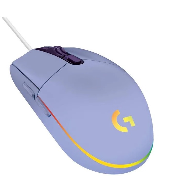 Mouse Alámbrico Gaming – Logitech G203 / 910-005851 - Lila | 2109 – Mouse Gaming, RGB Lightsync, 6 botones programables, Resolución: 200 – 8.000 dpi, Velocidad de respuesta, 1 ms, Rueda de desplazamiento, Conector: USB-A, Dimensiones: 117 x 62 x 38 mm