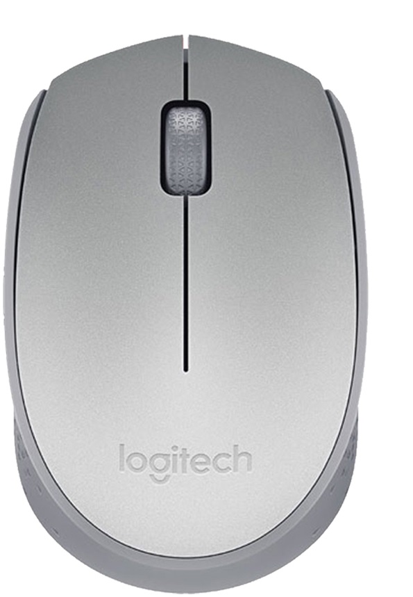 Mouse Inalámbrico - Logitech M170 / 910-005334 - Plata | 2109 - Mouse inalámbrico, Sensor óptico, DPI: 1000 dpi, Botones: 3, Desplazamiento línea a línea, Rueda de desplazamiento 2D, Ambidextro, Batería: 1x AAA, Cobertura: 10 m, Conector: USB-A