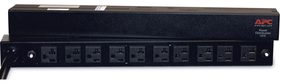 PDU para Rack - APC AP9560 / 10-Port | Voltaje de Salida 120V, Consumo de corriente 24A, Protección sobrecargas, Conexiones de salida: 10x NAMA 5-20R, Variación Voltaje entrada: 100 – 120V, Enchufe: NEMA L5-30P, Capacidad de carga 2880VA