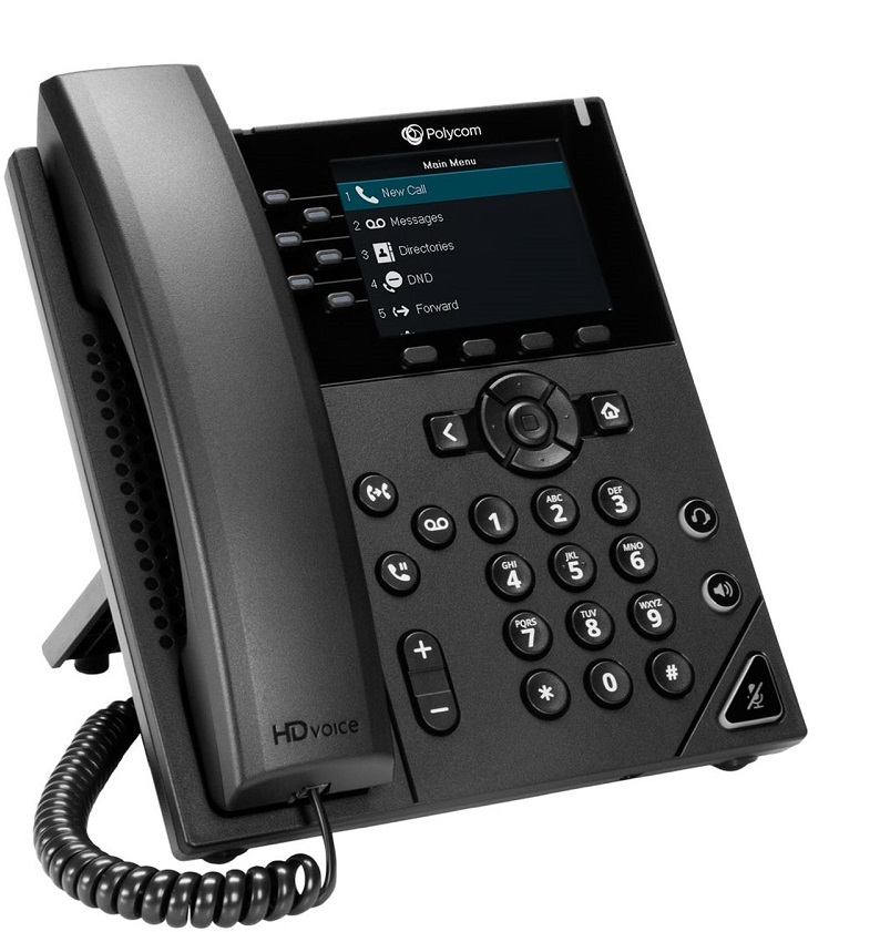 Teléfono IP – Polycom VVX 350 / 2200-48830-025 | 2203 – Teléfono IP/VoIP, 6 líneas, Teclas de línea programables, Identificación: Llamada/ línea compartida/ Indicador luminoso (BLF)/ Línea flexible, Conferencia de 3 vías, Marcado y rellamado rápido con un