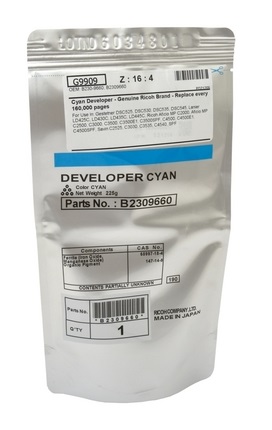Revelador Ricoh B2309660 Cian / 160k | 2112 - Original Cyan Developer. Rendimiento Estimado 160.000 Páginas al 5%. 