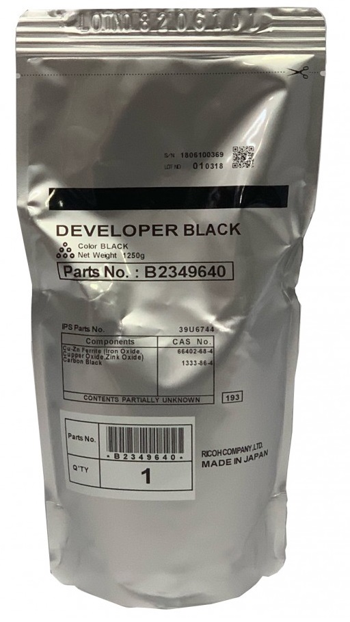 Revelador Ricoh B2349640 / 500k | 2112 - Original Black Developer Type 27W. Rendimiento Estimado 500.000 Páginas 5%. 