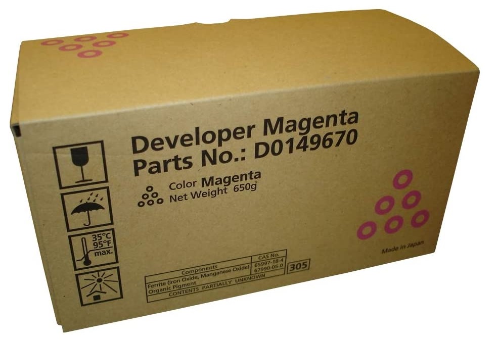 Revelador Ricoh D0149670 Magenta  / 450k  | 2112 - Original Magenta Developer. Rendimiento Estimado 450.000 Páginas al 5%. 