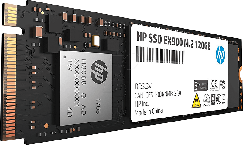 SSD HP EX900 / 120GB M.2 2280 PCIe | 2208 - 2YY42AA / Unidad de Estado Solido 120GB, Formato M.2 2280, Flash NAND 3D, Interface PCIe Gen3x4, Velocidad de Lectura/Escritura:  1900 /650 MBps