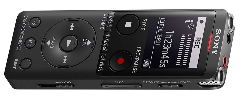 Grabador de Voz Digital Sony UX570 | 2110 - Grabadoras de Periodista, Memoria 4GB ampliable a 32/64GB, Micrófono estéreo, Conector USB, Reducción de ruido de fondo, Captura sonidos distantes o apagados con el micrófono estéreo. ICD-UX570FBCLA 