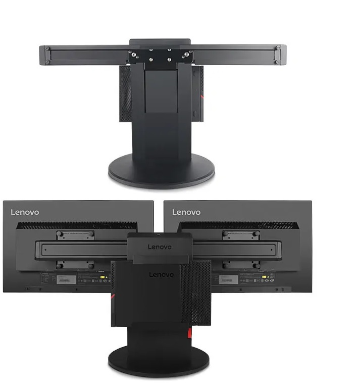 Soporte para monitor – Lenovo ThinkCentre Tiny-In-One / 4XF0L72016 | 2108 - Pedestal de monitor doble, Montaje VESA, 470 x 415 x 190 mm, 7.07 kg, Inclinación (Adelante 5° y Atrás 25° ± 2°), Pivot: 360°, Rotación: Full 360°