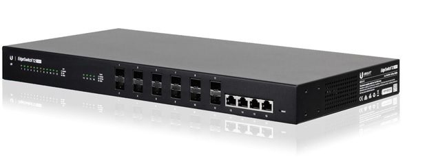 Switch EdgeMAX / Ubiquiti ES-12F | Administrable, Capas 2 y 3, Puertos: 4x Gigabit combo (Ethernet / SFP), 8x Gigabit SFP, 1x Ethernet, Tasa de reenvío: 23.81 Mpps, Ancho de banda: 16 Gb/s - 32 Gb/s, Power Draw: 56W, Potencia de entrada de CC: 16 VCC a 25
