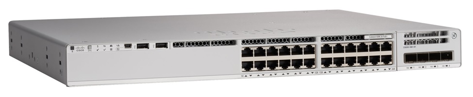 Switch PoE 24 Puertos - Cisco Catalyst 9200L | 2304 - C9200L-24P-4G-E / Switch Apilable con 24 Puertos LAN Gigabit PoE+, 4 Puertos SFP Gigabit, 1-Puerto de Consola RJ-45, Presupuesto PoE: 740W, Funciones de capa 3, Capacidad de Conmutación: 56 Gbps