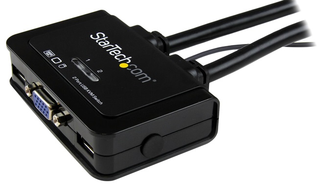  Switch KVM 2-Puertos – StarTech SV211USB / USB-VGA | Resolución 2048x1536, Software para PC & Mac, No soporta Audio, Cables Integrados