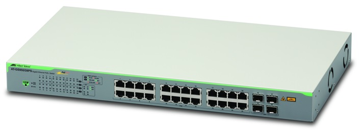  Switch PoE 24-Puertos - Allied Telesis AT-GS950/28PS-10 | 2110 - Switch PoE Administrable Capa 2, 24-Puertos LAN Gigabit (PoE+ 180W), 4-Puertos SFP Gigabit, Configuración basada en web, Tasa de reenvío: 41.66 Mpps, Capacidad de conmutación: 56 Gbps 