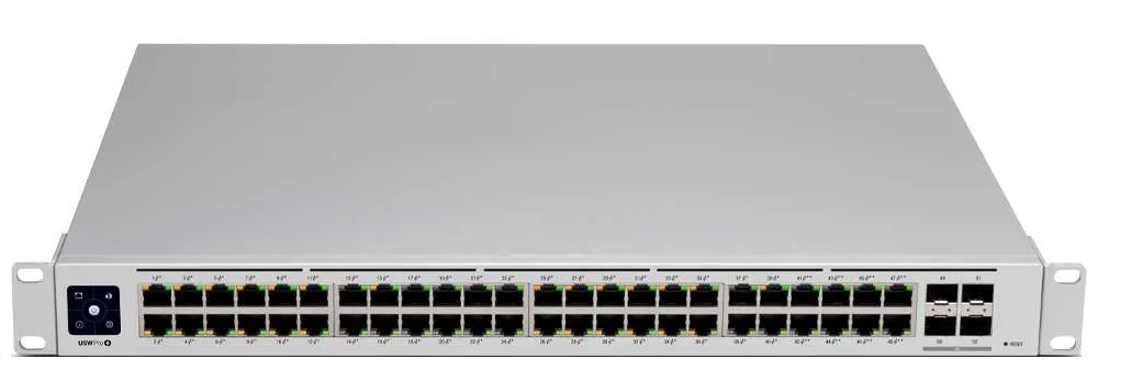 Switch PoE 48-Puertos / Ubiquiti USW-48-POE | 2404 - Switch PoE Administrable, Puertos LAN: 32x Ethernet PoE+ Gigabit + 16x Ethernet Gigabit, Puertos SFP: 4x SFP Gigabit, Servicios de capa compatibles: Capa 2, Capacidad de conmutación: 104 Gbps