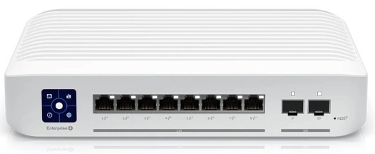 Switch PoE  8-Puertos / Ubiquiti USW-ENTERPRISE-8-POE | 2404 - Switch PoE Administrable, Puertos LAN: 8x Ethernet PoE+ de 2.5Gb, Puertos SFP: 2x SFP+ de 10Gb, Servicios de capa compatibles: Capa 2 & Capa 3, Capacidad de conmutación: 80 Gbps
