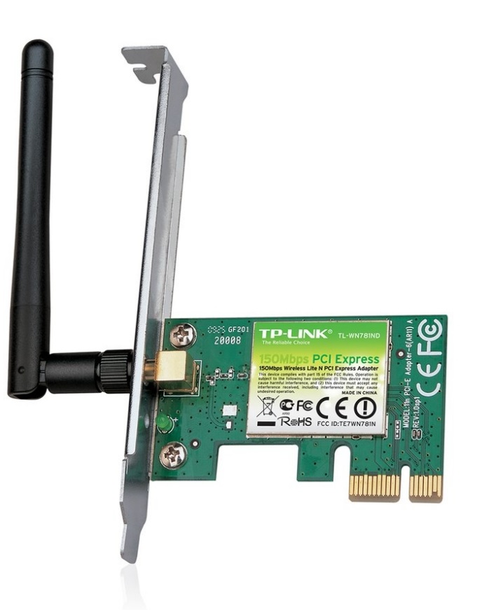 Tarjeta Inalámbrica PCI Express – TP-Link TL-WN781ND / 150Mbps | 2110 - Adaptador Inalámbrico, PCI Express, Antena omnidireccional, Ganancia: 2dBi, Frecuencia: 2.4 GHz, Tasa de señal: 150Mbps, Transmisión: 20dBm