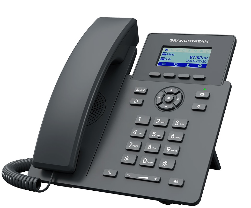 Teléfono IP  2-Líneas - Grandstream GRP-2601P / 2-Cuentas SIP | 2108 – Teléfono IP, 2 Cuentas SIP, 2 Lineas, Conferencia de 5 vías, 2x Ethernet Gigabit PoE, Codec Opus, IPV4/IPV6 GDMS, Pantalla LCD 132 x 48 (2.41’’). GRP-2601P