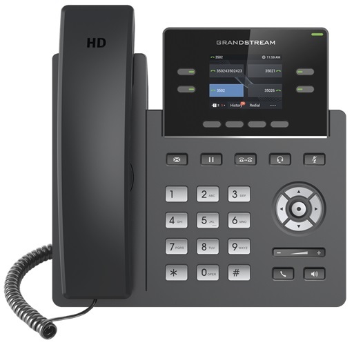 Telefono IP 2-Lineas –  Grandstream GRP-2612W | Teléfono IP de 2 líneas para alta demanda con características de seguridad de Grado Operador, 2 Cuentas SIP, 2 líneas y 4 teclas de línea multiuso, Wi-Fi 802.11ac, 2-Puertos Ethernet  PoE. GRP2612W