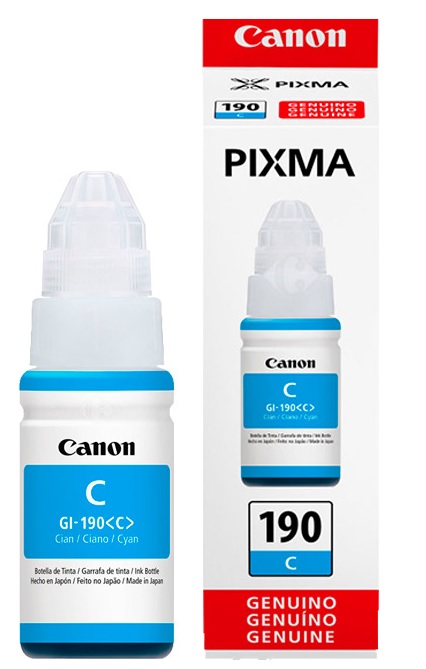 Tinta Canon GI-190C Cian / 7k | 2202 - Tinta Original Canon 0668C001AB/AA - Rendimiento estimado: 7.000 Páginas al 5%. 0668C001AA/AC 