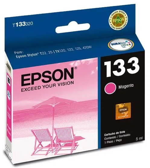 Tinta Epson 133 T133320 Magenta | 2301 - Cartucho de Tinta Original Epson 133 para Impresoras Stylus 