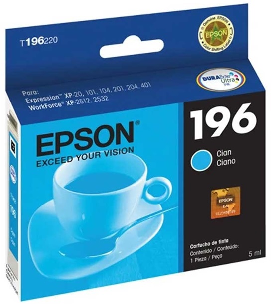 Tinta Epson T196220-AL Cian | 2110 - Tinta Original Epson T196220-AL Cian 