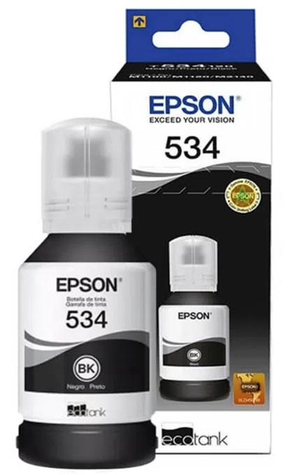 Tinta Epson 534 T534120 Negro / 120ml | 2301 - Tinta Original Epson 534 Negro de 120ml. Impresoras Compatibles: Epson EcoTank M1100, M1120, M2140. Rendimiento Estimado 6.000 Páginas al 5%. T534120-AL  