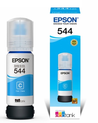 Tinta Epson 544 T544220-AL Cian / 7.5k | 2308 - Tinta Original Epson 544 - Rendimiento estimado: 7500 Páginas al 5%.  L1110 L3110 L3150 L5190  