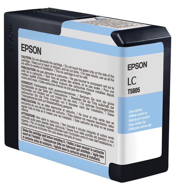 Tinta Epson T580500 Light Cyan / 80 ml | 2202 - Cartucho Tinta Original Epson UltraChrome K3. Impresoras Compatibles: Epson Stylus Pro 3800 