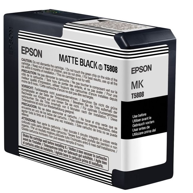 Tinta Epson T580800 Matte Black / 80 ml | 2202 - Cartucho de Tinta Original Epson UltraChrome K3. Impresoras Compatibles: Epson Stylus Pro 3800 
