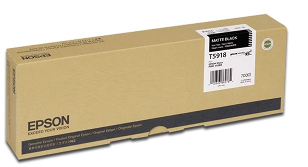 Tinta Epson T591800 Matte Black / 700ml | 2202 - Cartucho de Tinta Original Epson UltraChrome K3. Plotters Compatibles: Epson Stylus Pro 11880 