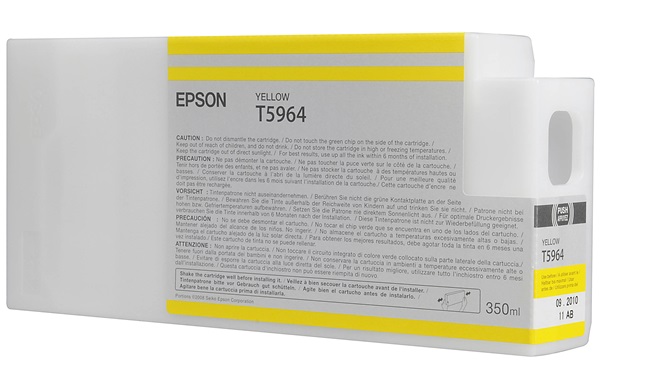 Tinta Epson T5964 Amarillo / 350ml | 2301 - Cartucho de Tinta Original Epson T596400 Amarillo de 350 ml. Plotters Compatibles: Epson Stylus Pro 7700, 7890, 7900, 9700, 9890, 9900.