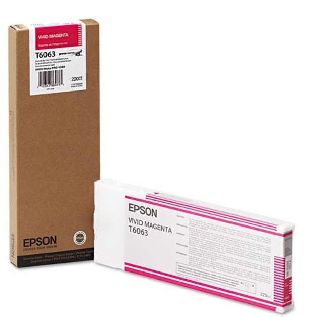 Tinta Epson T6063 Magenta / 220ml | 2301 - Cartucho de Tinta Original Epson T606300 Magenta de 220-ml. Impresoras Compatibles: Epson Stylus Pro 4800, 4880 