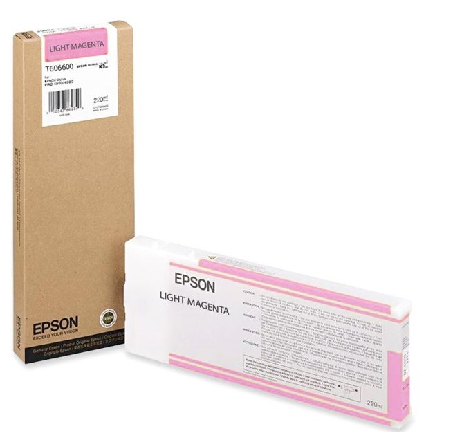 Tinta Epson T606600 Vivid Light Magenta / 220ml | 2110 - Cartucho de Tinta Original Epson UltraChrome T606 de 220-ml para Plotters Epson Stylus Pro 