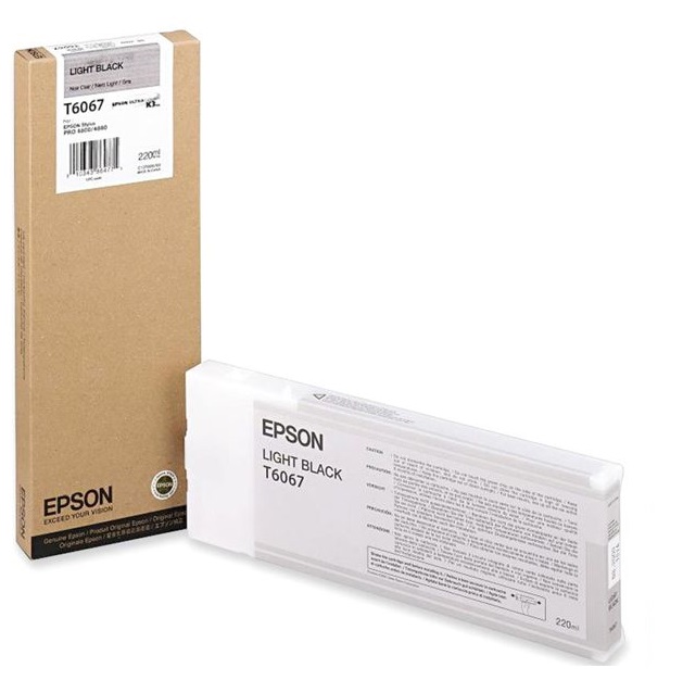 Tinta Epson T606700 Light Black / 220ml | 2110 - Cartucho de Tinta Original Epson UltraChrome T606 de 220-ml para Plotters Epson Stylus Pro 