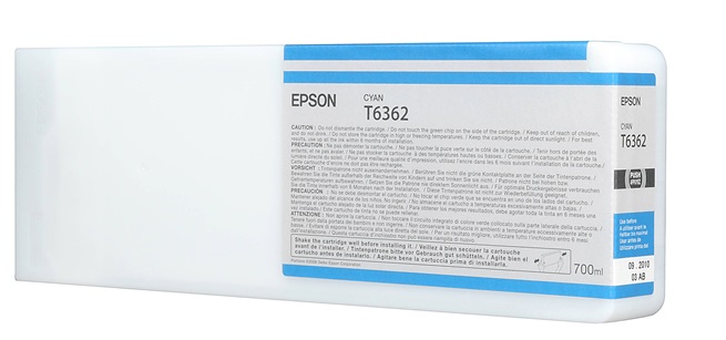Tinta Epson T6362 Cian / 700ml | 2301 - Cartucho de Tinta Original Epson T636200 Cian de 700 ml. Plotters Compatibles: Epson Stylus Pro 7700, 7890, 7900, 9700, 9890, 9900 