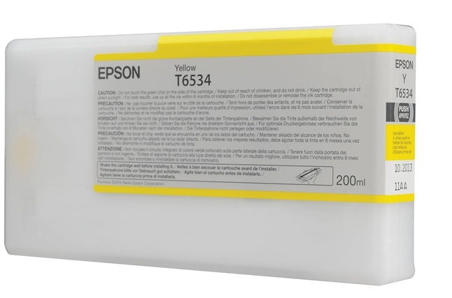 Tinta Epson T6534 Amarillo / 200ml | 2301 - Cartucho de Tinta Original Epson T653400 Amarillo de 200 ml. Plotters Compatibles: Epson Stylus Pro 4900  