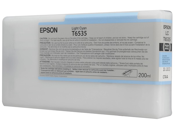 Tinta Epson T653500 Light Cyan / 200ml | 2110 - Cartucho de Tinta Original Epson UltraChrome HDR de 200ml para Plotters Epson Stylus Pro 
