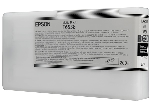 Tinta Epson T653800 Matte Black / 200ml | 2110 - Cartucho de Tinta Original Epson UltraChrome HDR de 200ml para Plotters Epson Stylus Pro 