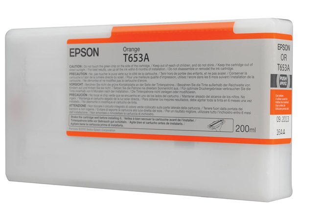 Tinta Epson T653A00 Orange / 200ml | 2110 - Cartucho de Tinta Original Epson UltraChrome HDR de 200ml para Plotters Epson Stylus Pro 