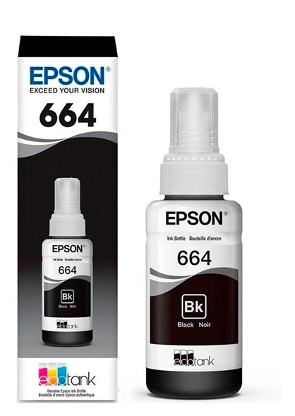 Tinta Epson 664 T664120 Negra / 70ml | 2301 - Cartucho de Tinta Original Epson 664 - Rendimiento Estimado 4.000 Páginas al 5%. KT664120-BL
