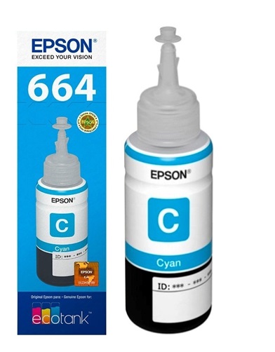 Tinta Epson 664 T664220 Cian / 70ml | 2301 - Cartucho de Tinta Original Epson 664 - Rendimiento Estimado 4.000 Páginas al 5%.