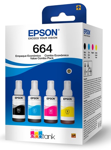 Tinta Epson 664 T664520 / Pack 4-Colores | 2301 - Tinta Original Epson 664. El Kit incluye: T664120 Negro, T664220 Cian, T664320 Magenta, T664420 Amarilla. Rendimiento estimado: 4.000 Páginas al 5%.