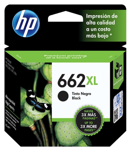 Tinta HP 662XL CZ105AL Negro / 0.36k | 2301 - Cartucho de Tinta Original HP CZ105AL Negro. Rendimiento Estimado 360 Páginas al 5%.