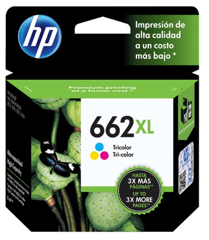 Tinta HP 662XL CZ106AL Tricolor / 0.3k | 2301 - Cartucho de Tinta Original HP CZ106AL Tricolor. Rendimiento Estimado 300 Páginas al 5%.