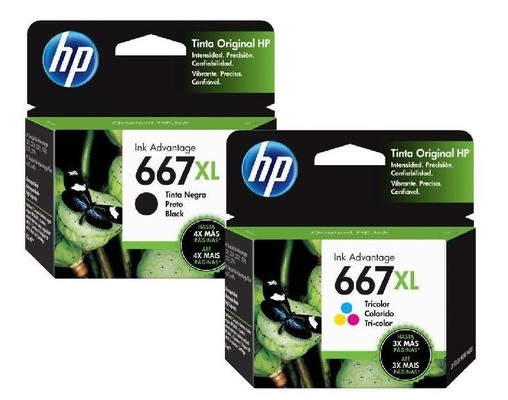 Tinta para HP 6475 / HP 667XL | 2309 - Tinta Original HP 667XL para HP Deskjet Ink Advantage 6475. El Kit Incluye: 3YM80AL Tricolor, 3YM81AL Negro. Rendimiento: Color 330 / Negro 480 Páginas al 5%. 