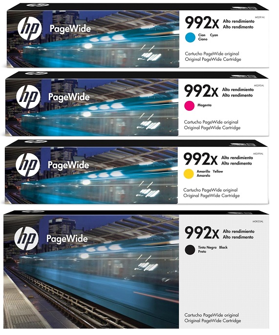 Tinta para HP PageWide Pro 755 / HP 992X | Original Tinta HP 992X. El Kit Incluye: M0K03AL M0J91AL M0J95AL M0J99AL HP992x  