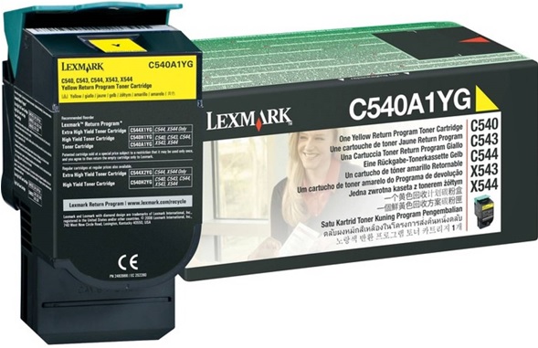 Toner para Lexmark X544 / C540A1YG | Original Toner Lexmark C540A1YG Amarillo X544dtn X544dn