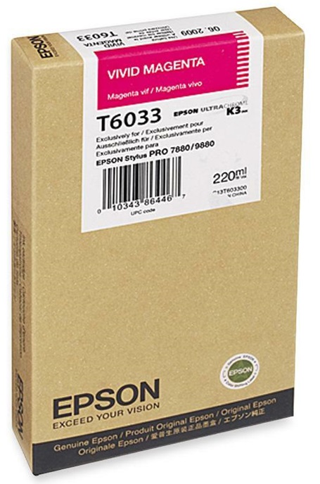 Tinta Epson T603300 Vivid Magenta / 200 ml | 2111 - Cartucho de Tinta Original Epson UltraChrome T603300 Vivid Magenta 200ml.