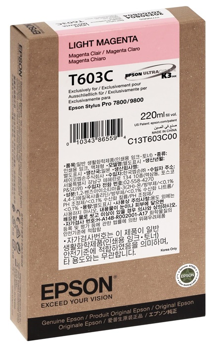 Tinta Epson T603C00 Light Magenta / 200 ml | 2111 - Cartucho de Tinta Original Epson UltraChrome T603C00 Light Magenta de 200ml.