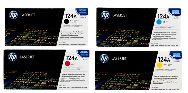 Toner para HP LaserJet CM1017 MFP / HP 124A | 2203 - Toner Original HP 124A. El Kit incluye: Q6000A Negro, Q6001A Cian, Q6002A Amarillo, Q6003A Magenta. Rendimiento Estimado: Color 2.000 Páginas / Negro 2.500 Páginas al 5%.
