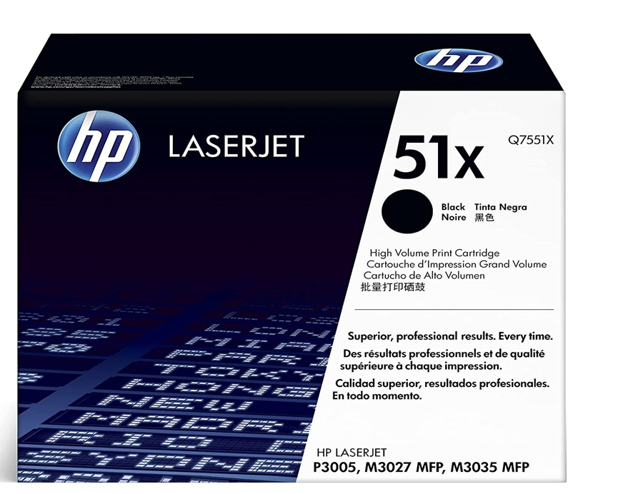 Toner para HP P3005 / HP 51x | 2405 - Tóner Q7551x Negro para HP LaserJet P3005. Rendimiento 13.000 Páginas al 5%.. HP P3005d P3005dn P3005n P3005x 